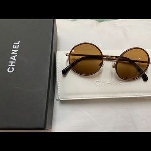 $600, 2019 Chanel Round Leather Eyeglass Frames.